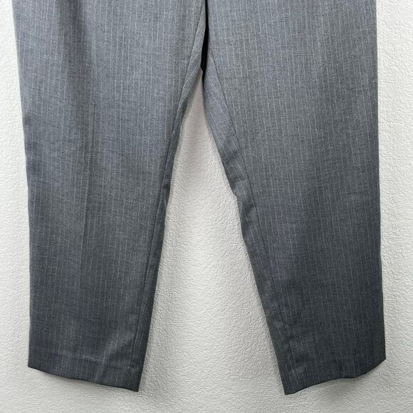 Calvin Klein Gray Pinstripe Straight-Leg High Rise Cropped Trouser Pants 14 NWT - Picture 7 of 14